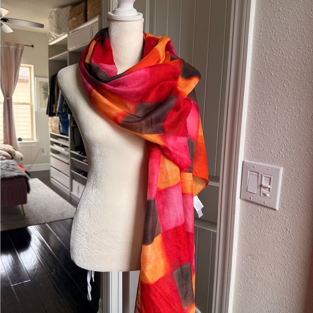 MarlaWynne Multicolor Scarf - Red, Orange, Pink, Brown New